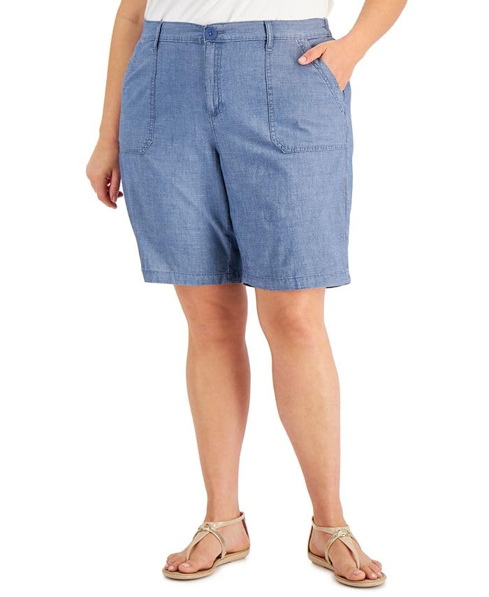 Karen Scott Plus Size Cotton Denim Shorts
