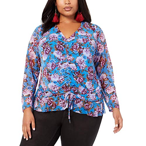 Plus Size Floral Print Ruched Top