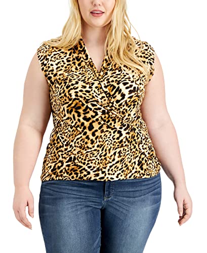 INC International Concepts Plus Size Paisley Print Sleeveless Surplice Top