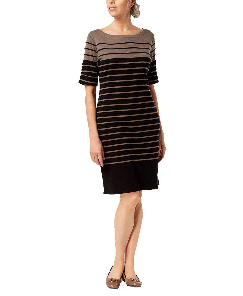Printed Elbow-Sleeve Dress