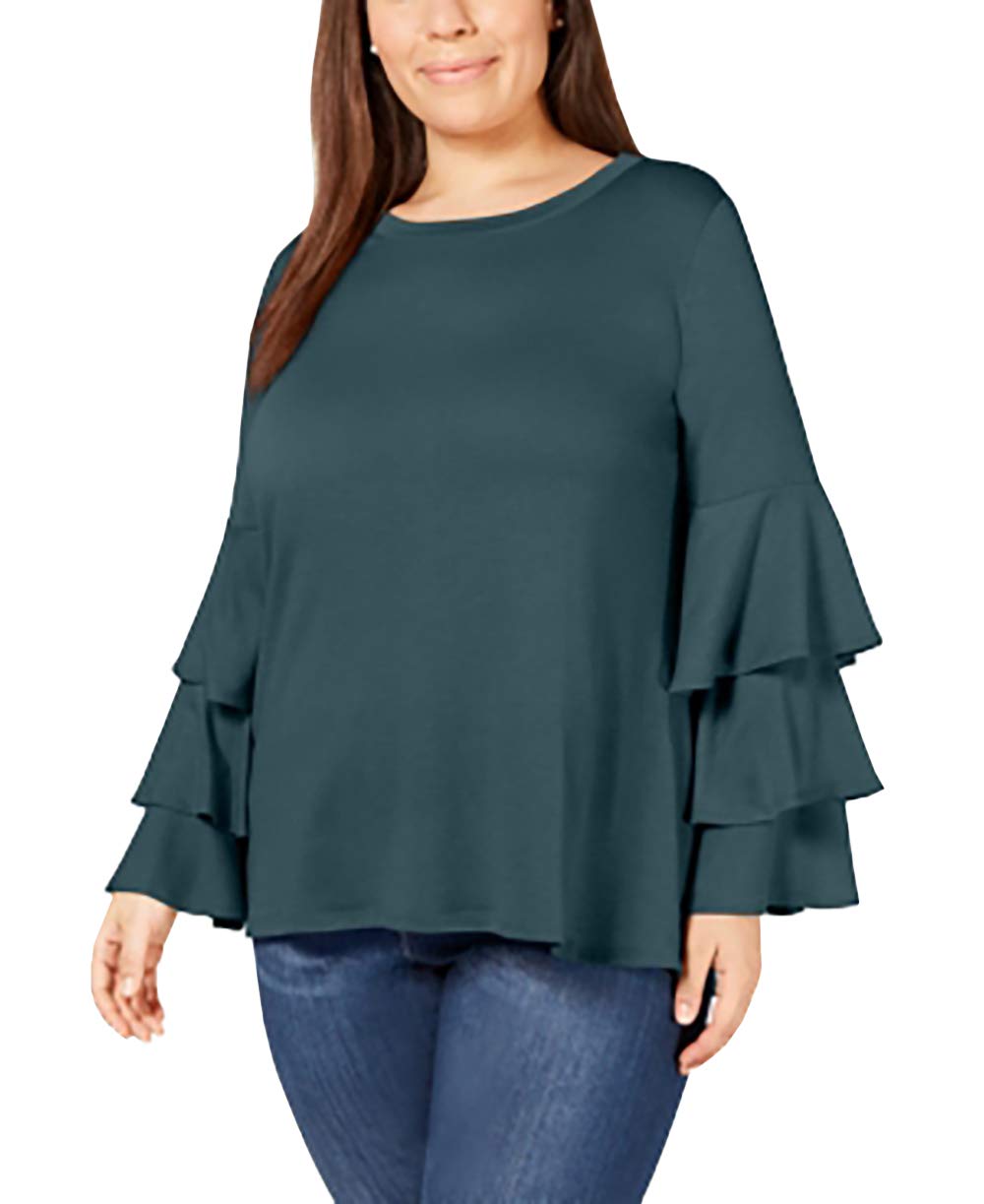 Plus Size Ruffle-Sleeve French Terry Top