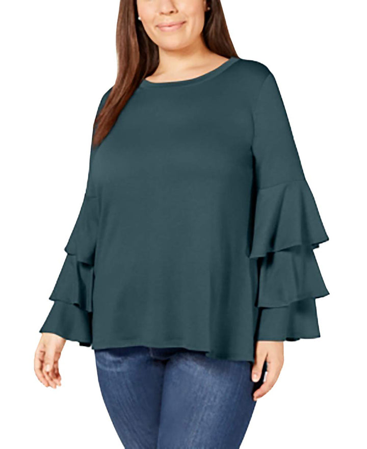 Plus Size Ruffle-Sleeve French Terry Top
