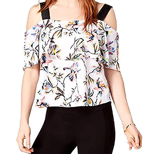 Bar III Printed Ribbon Strap Off The Shoulder Top