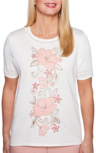 Alfred Dunner La Dolce Vita Floral Applique Sweater