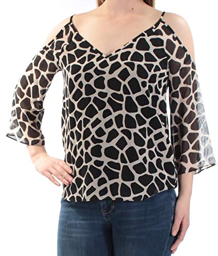 Bar III Cold Shoulder Giraffe Print Top