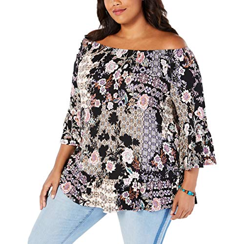 Plus Size Printed Off-The-Shoulder Top