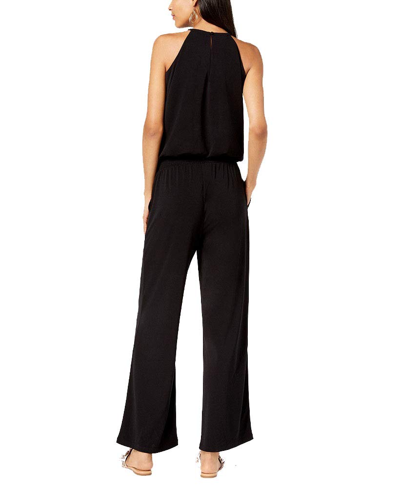 Petite Embroidered Halter Jumpsuit