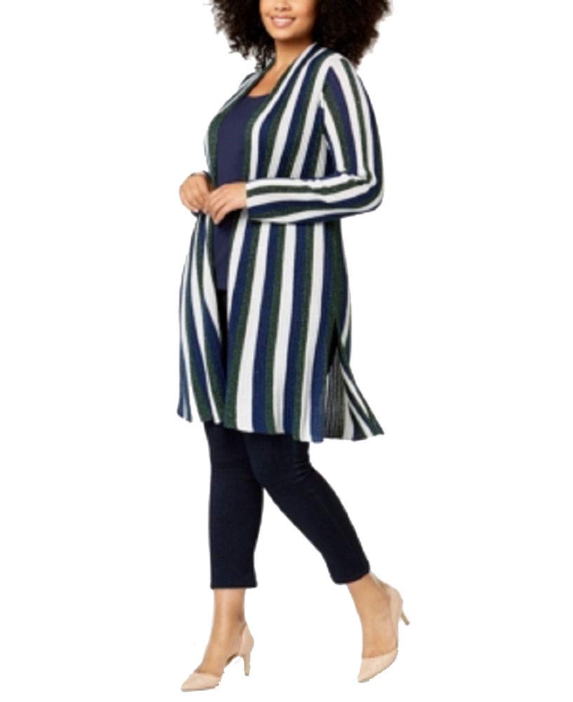 Plus Size Striped Metallic Completer Sweater