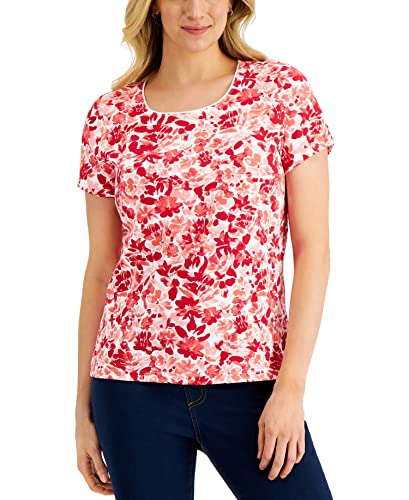 Karen Scott Womens Scoop Neck Short Sleeve Top