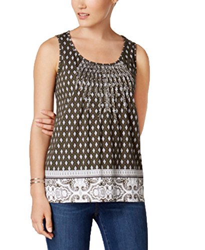 Charter Club Petite Embroidered Mixed Print Top