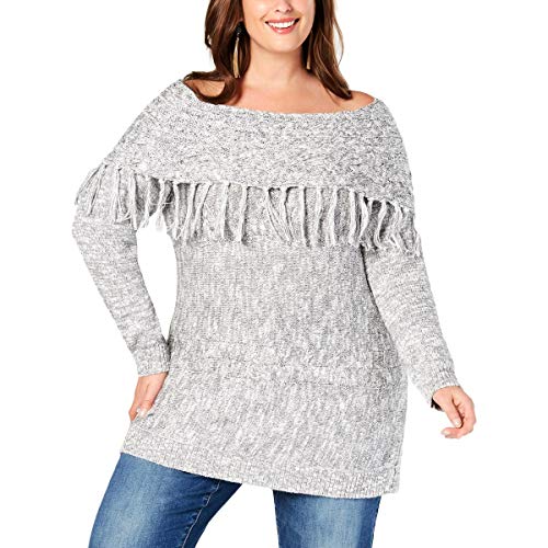Plus Size Fringe Tunic Sweater