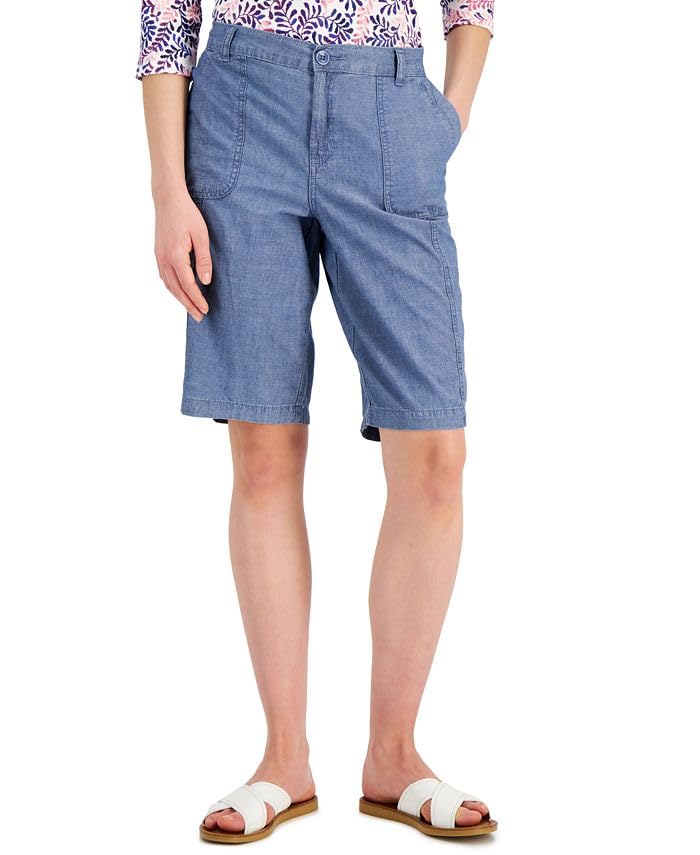 Karen Scott Womens Cotton Denim Pocket Shorts