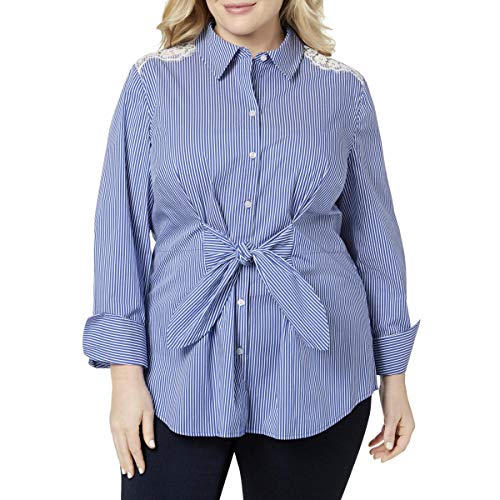 Plus Size Lace Tie Front Shirt