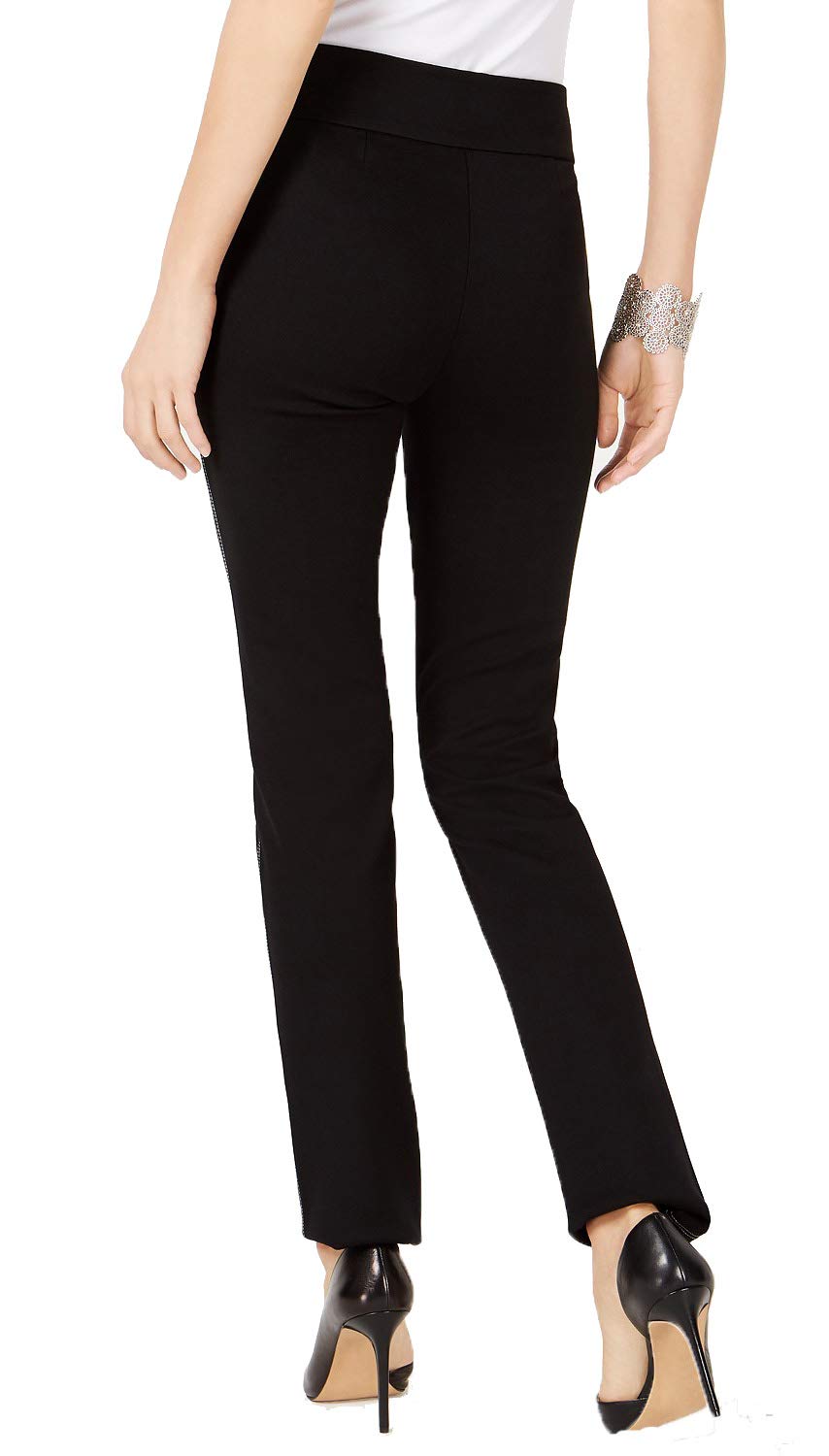 Curvy Contrast Stitch Straight Leg Pants