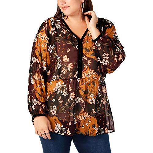 Plus Size Printed Sheer Blouse
