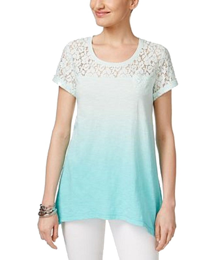 Style & Co Lace Yoke Ombre Top