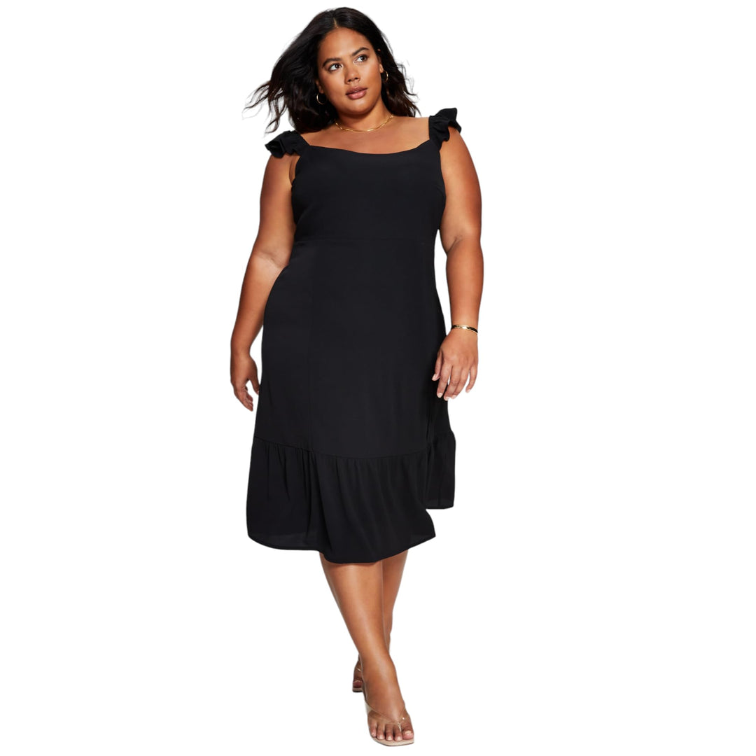 Now This Trendy Plus Size Flutter Sleeve Midi Dress
