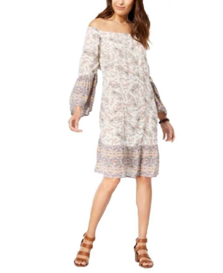 Style & Co Printed Off The Shoulder Dress