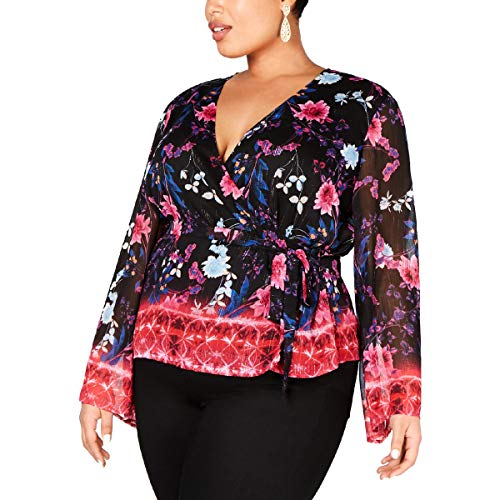 Plus Size Printed Wrap Top