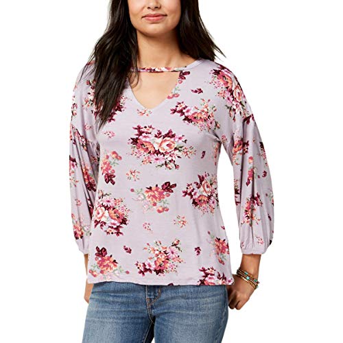 Juniors' Keyhole Bubble-Sleeve Top