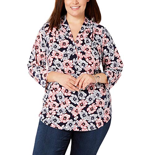 Charter Club Plus Size Printed 3/4 Sleeve Top