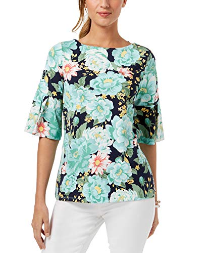 Charter Club Petite Printed Ruffle Sleeve Top