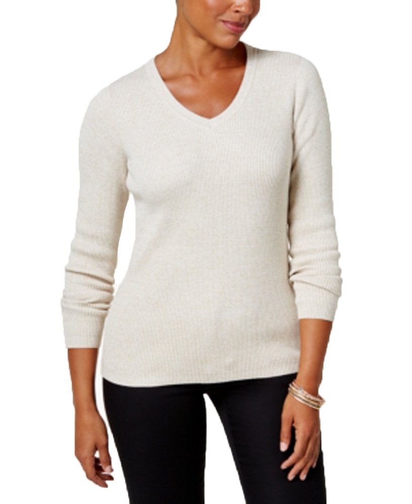 Karen Scott Cotton V Neck Sweater