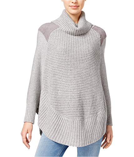 Maison Jules Faux Suede Trim Poncho Sweater