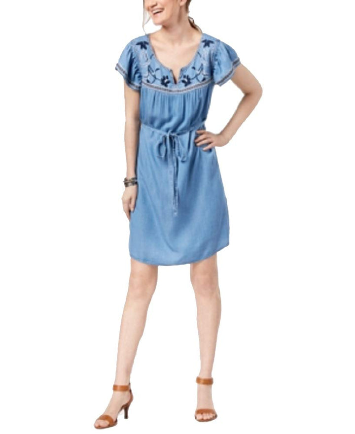 Style & Co Petite Embroidered Peasant Dress