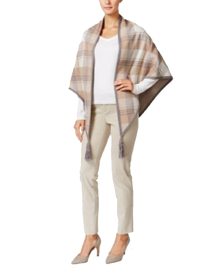 Charter Club Plaid Poncho Cardigan