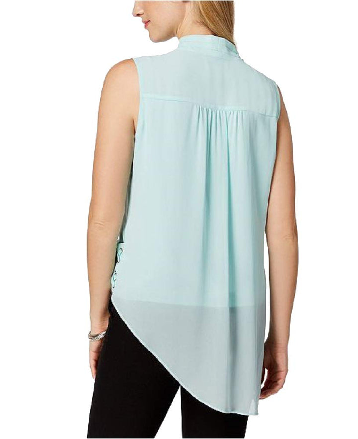 Draped Surplice Lace-Up Top