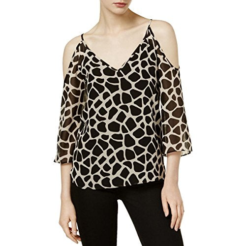 Bar III Cold Shoulder Giraffe Print Top