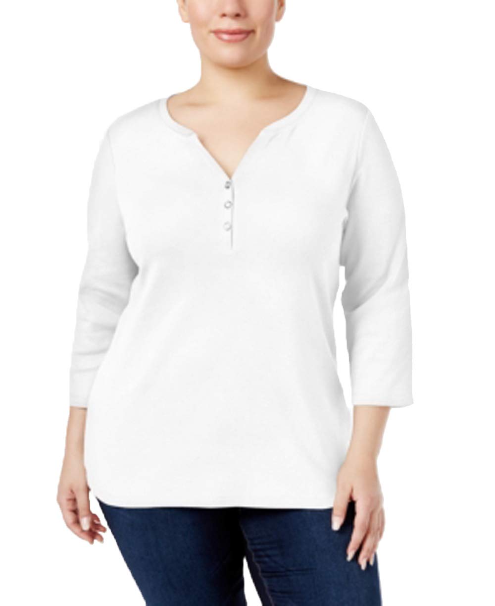 Plus Size Cotton Henley Top