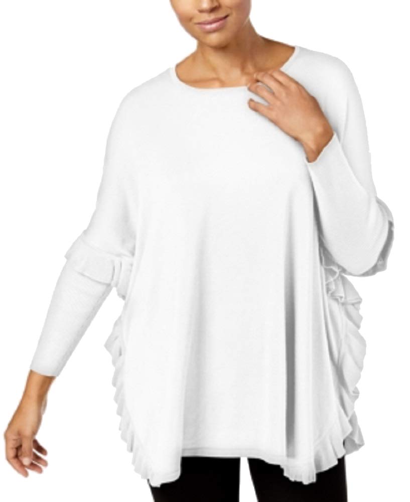 NY Collection Ruffled Poncho Sweater