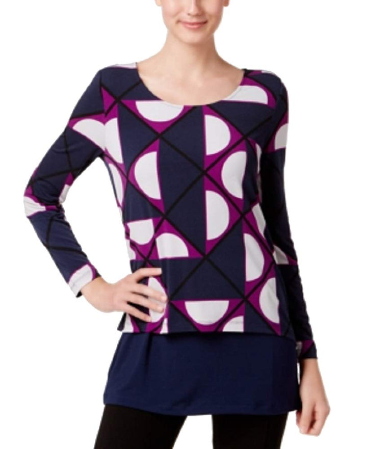 Alfani Petite Printed Overlay Top