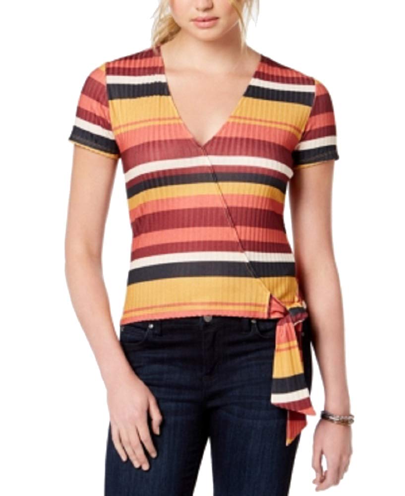 Juniors' Striped Wrap Top