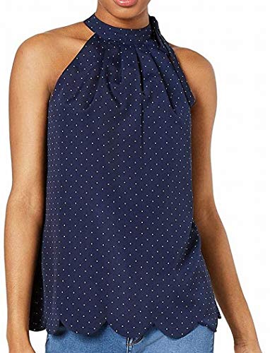 Printed Scalloped-Hem Halter Top
