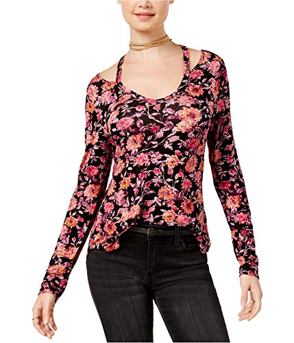 Juniors' Printed Cutout-Neck Top