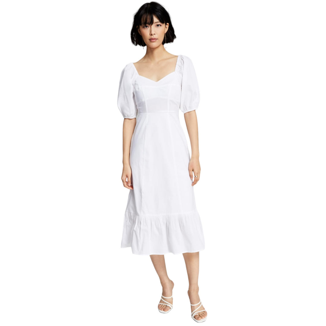 Now This Womens Puff Sleeve Midi Dress