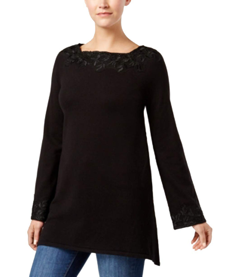 Style & Co Petite Lace Trim Sweater Tunic