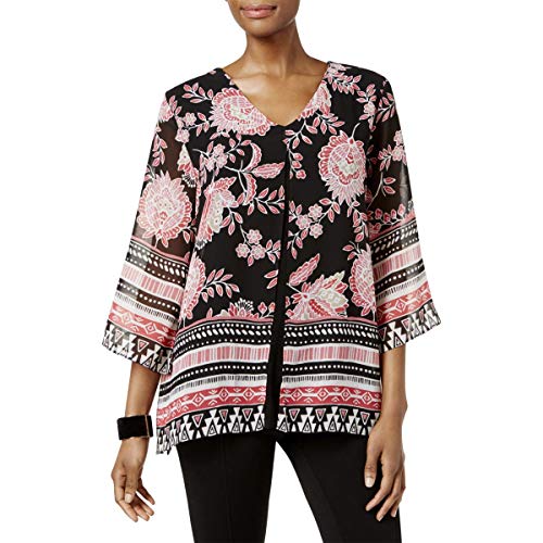 JM Collection Petite Printed Split Front Tunic