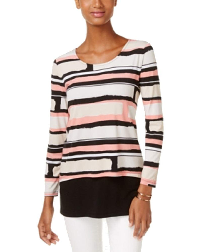 Alfani Petite Layered-Look Printed Top