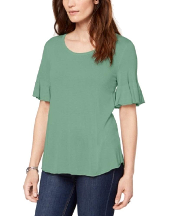 Scoop-Neck Bell-Sleeve Sweater