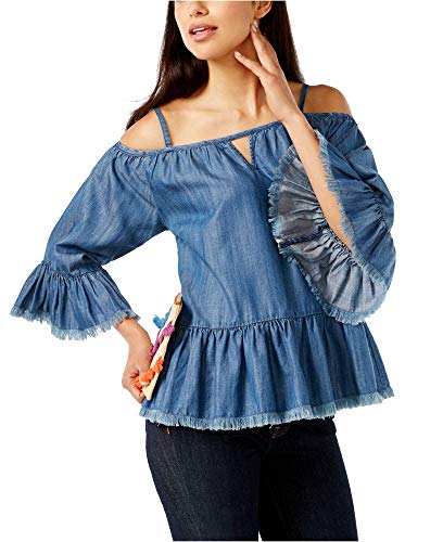 INC International Concepts Frayed Cold Shoulder Top