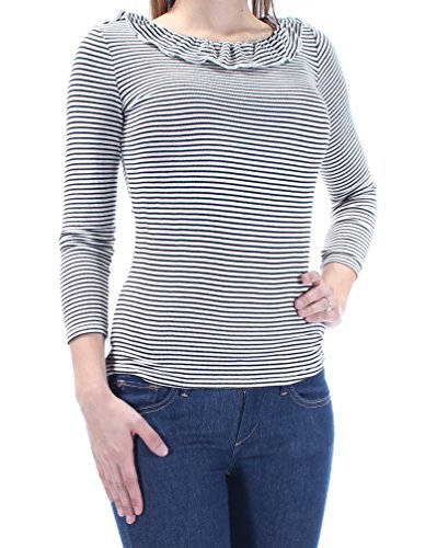 Maison Jules Striped Ruffled Top