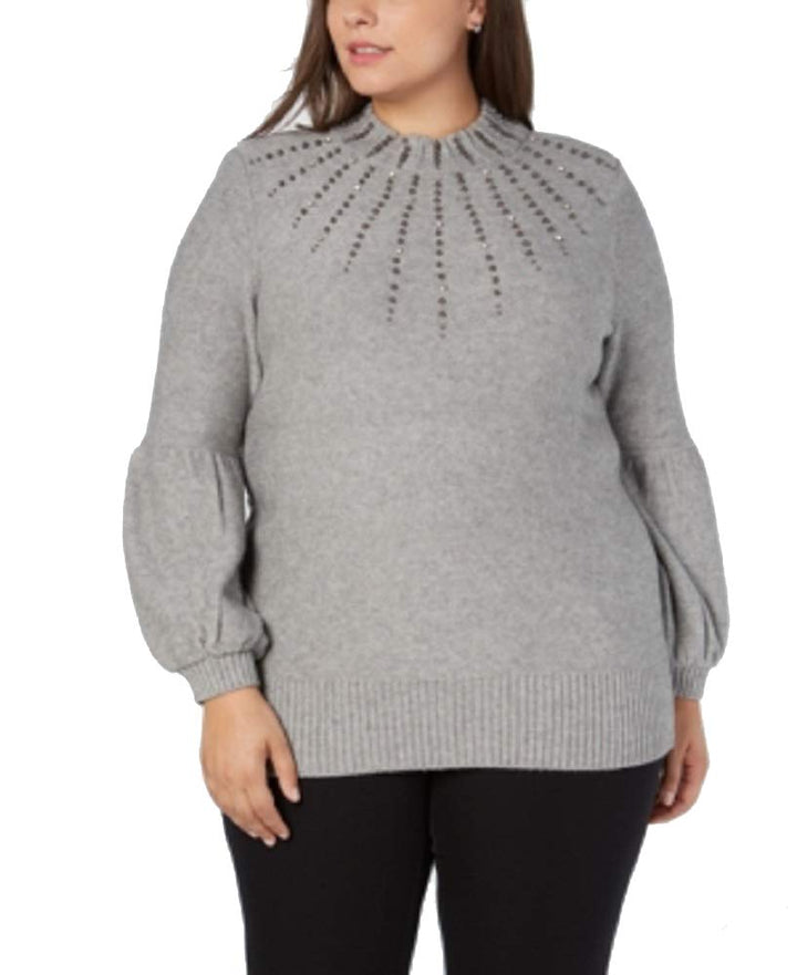 Plus Size Embellished Turtleneck Sweater