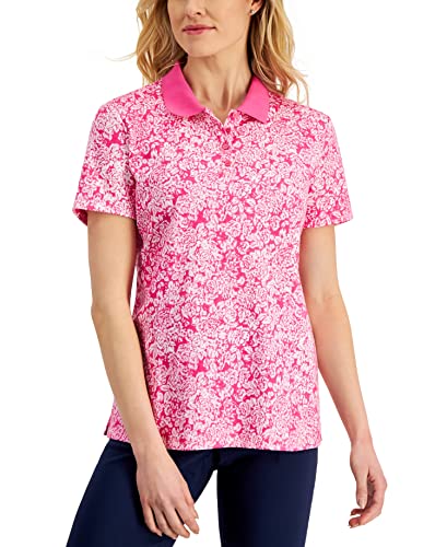 Karen Scott Womens Floral Polo Shirt