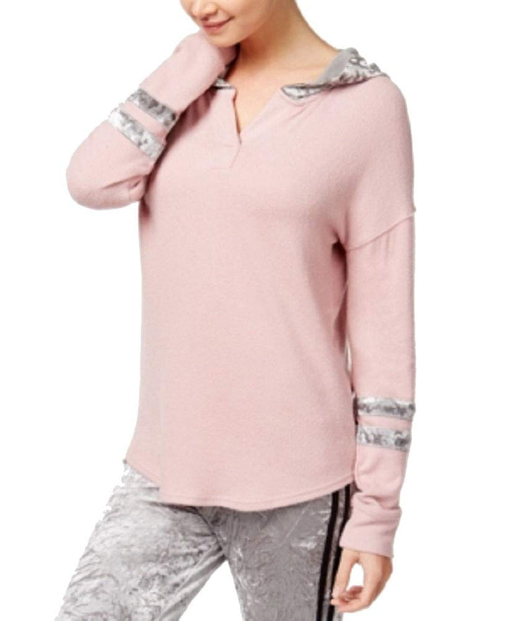 Juniors' Velvet-Trim Cozy Hoodie