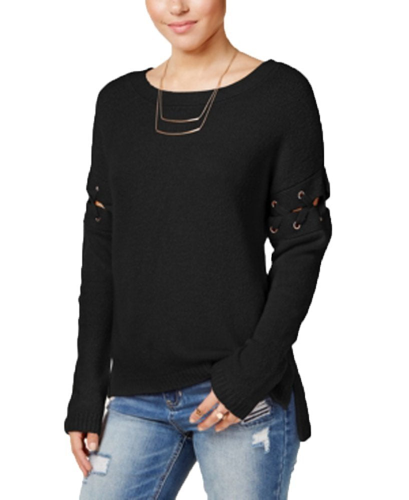 Crave Fame Juniors Lace Up High Low Sweater By Almost Famous