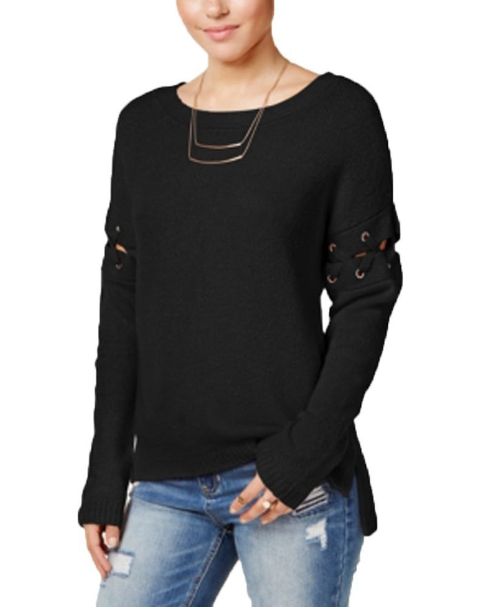 Crave Fame Juniors Lace Up High Low Sweater By Almost Famous